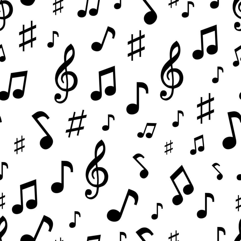 Seamless pattern with musical notes on white background vector