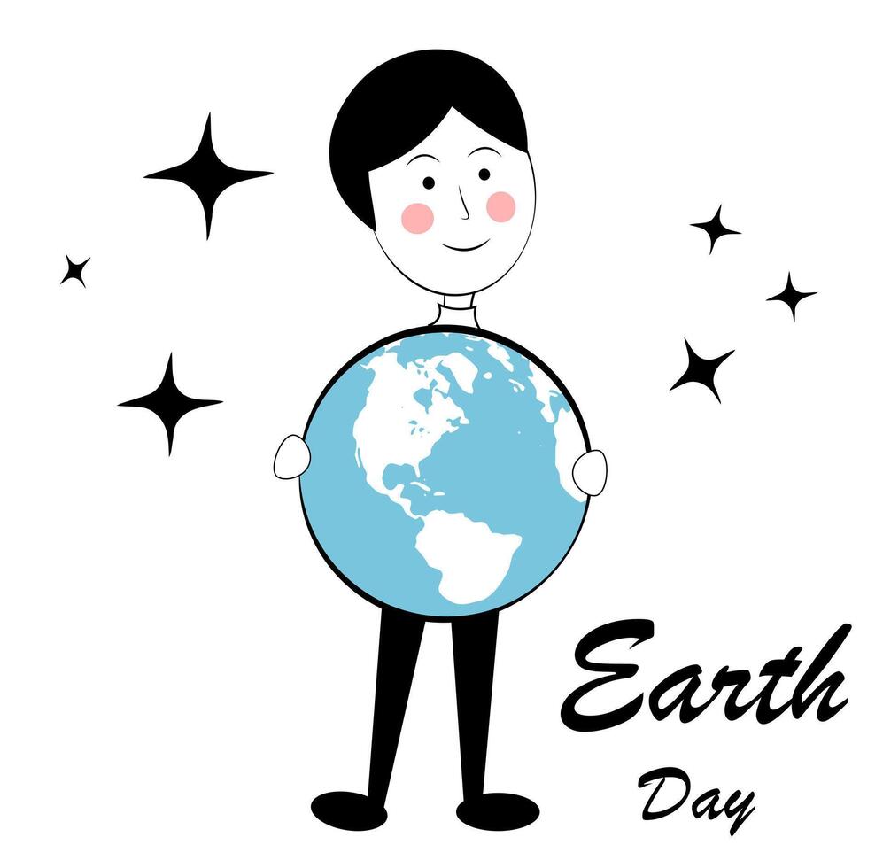 A man holds a globe. Journey. Geography vector