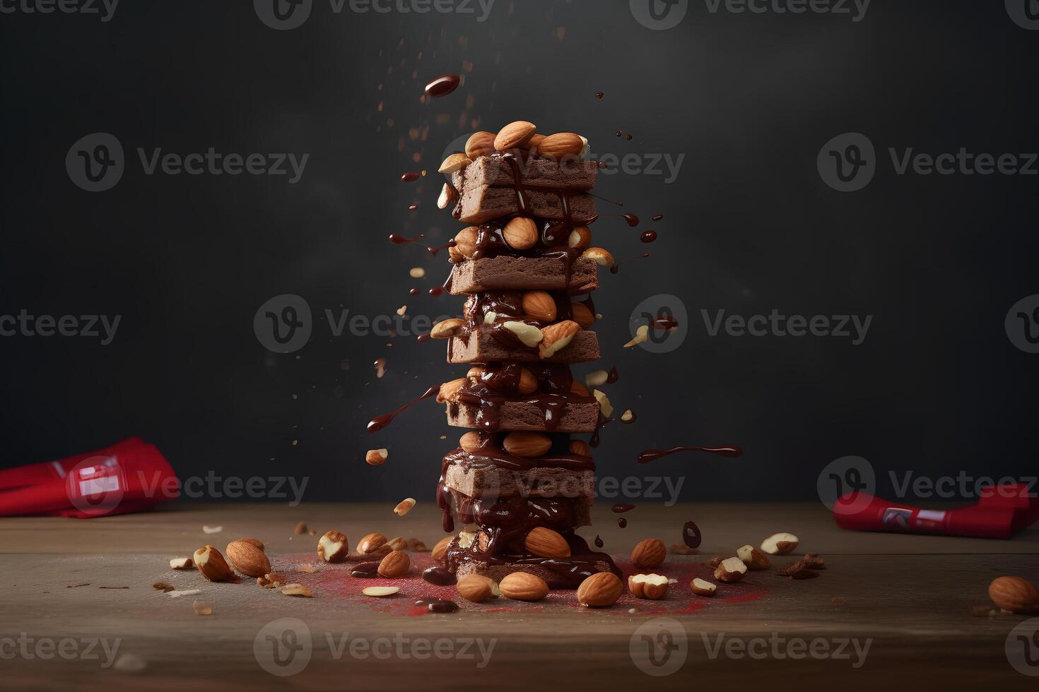 AI generated Chocolate splash cocoa creative poster. Neural network AI generated photo
