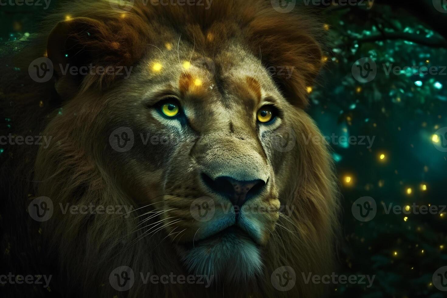 AI generated Close-up of lion, Panthera leo in front of black background. Neural network AI generated photo