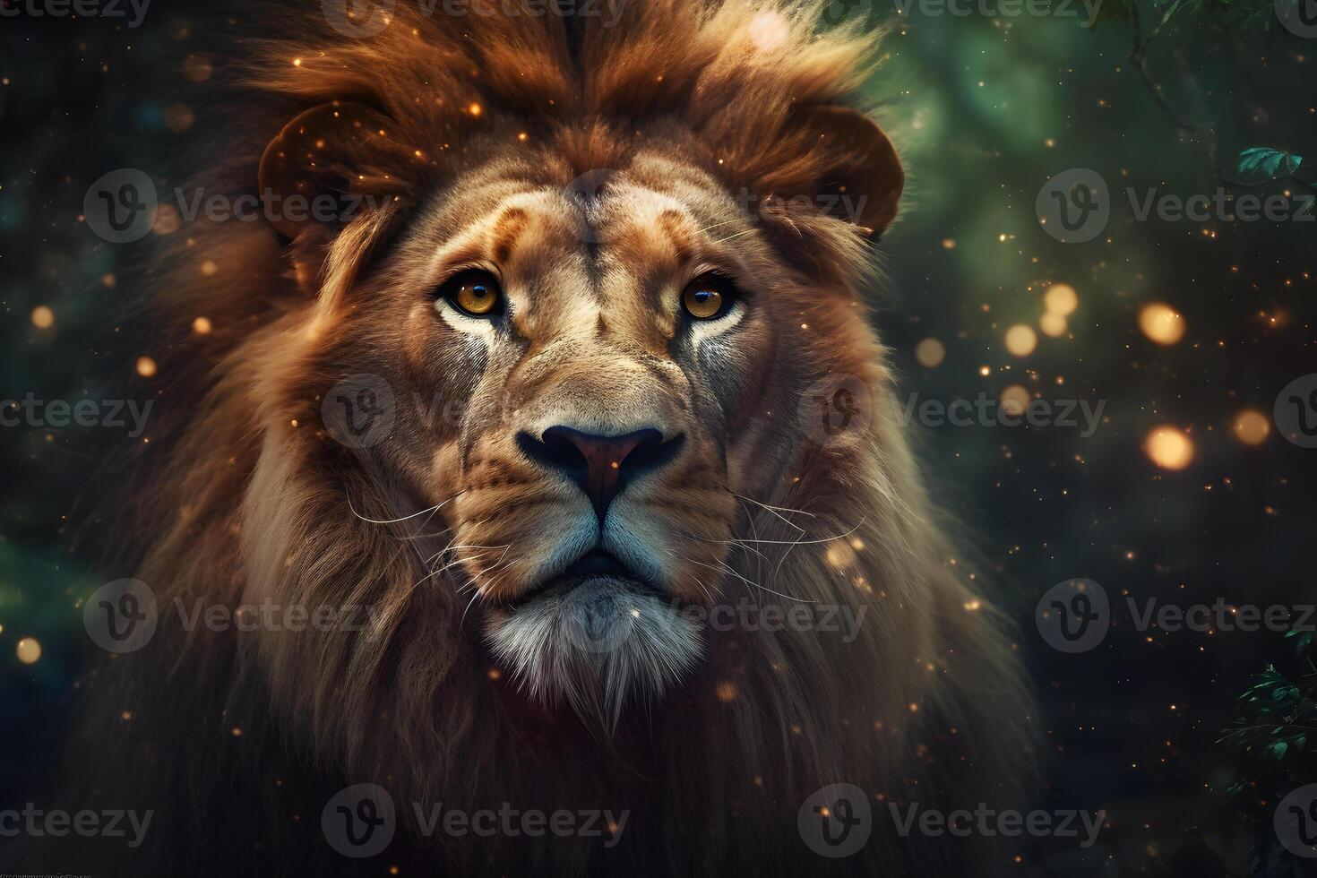 AI generated Close-up of lion, Panthera leo in front of black background. Neural network AI generated photo