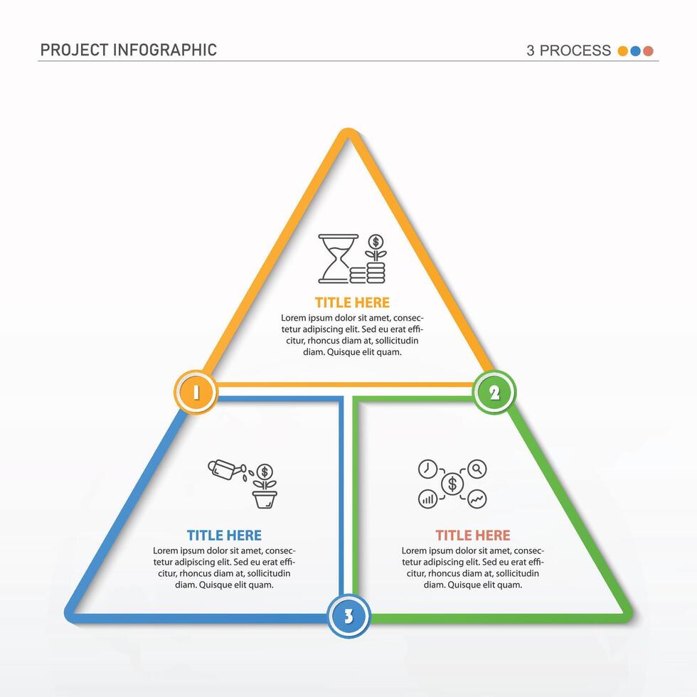 triángulo infografía proceso diseño con íconos y 3 opciones o pasos. vector