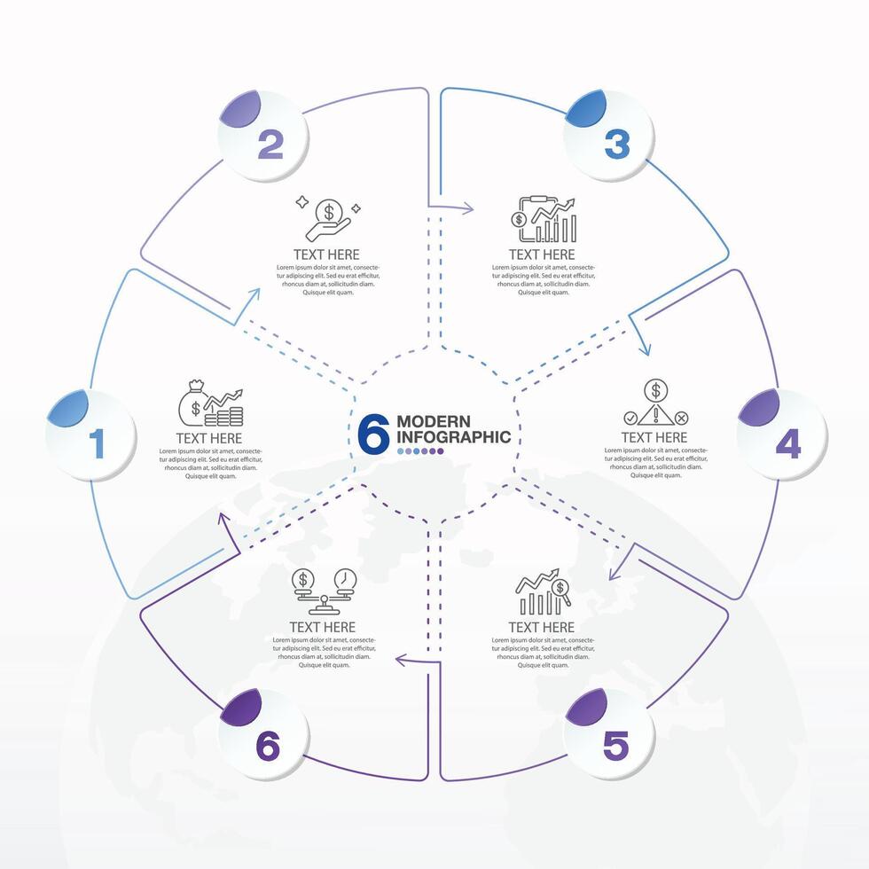 azul tono circulo infografía con 6 6 pasos, proceso o opciones vector