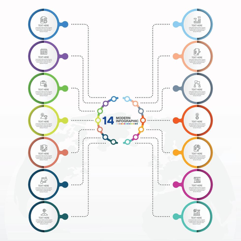 moderno infografía con 14 pasos, proceso o opciones vector