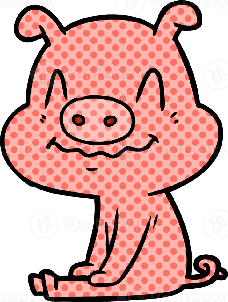 nervous cartoon pig sitting png