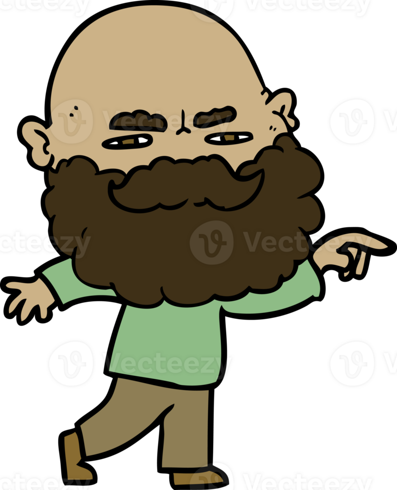 cartoon man with beard frowning and pointing png