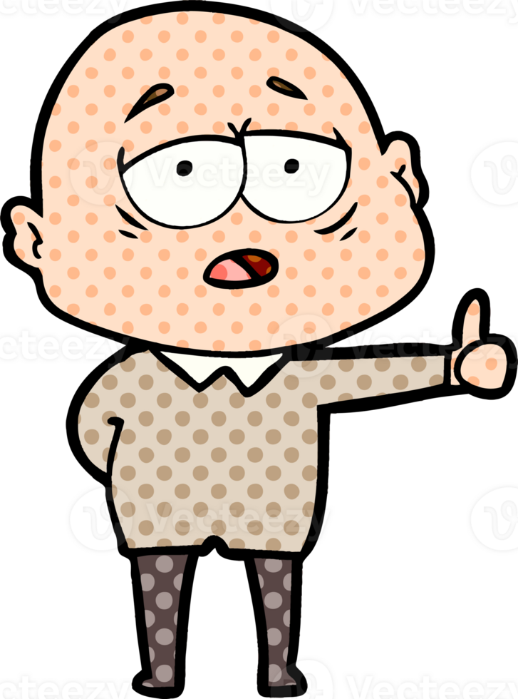 cartoon tired bald man png
