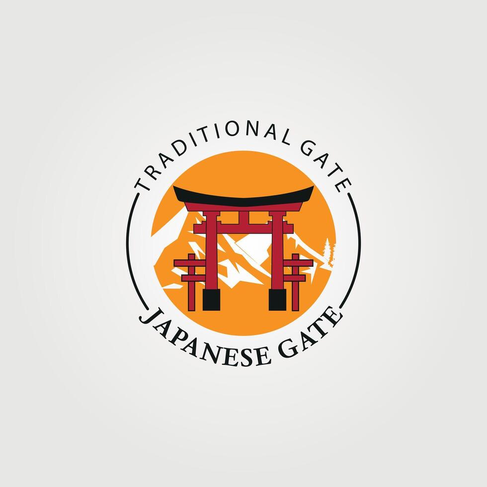 torii gate logo premium design vector vintage and illustration