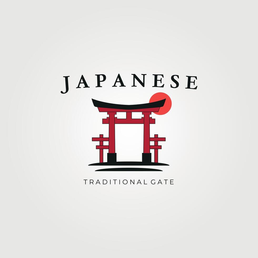 torii gate japanese logo temple vector vintage illustration design