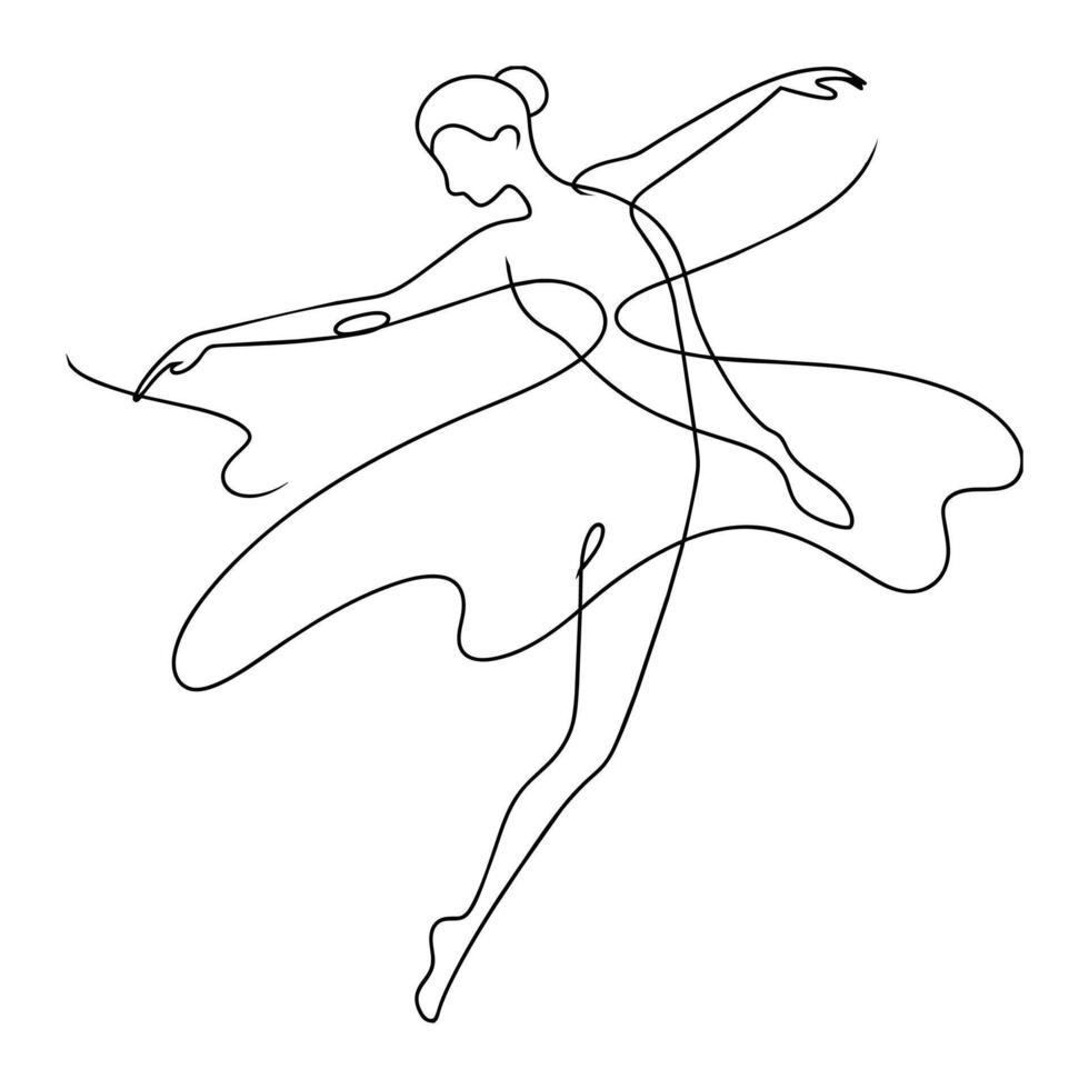 ballet bailarín línea Arte vector ilustración.