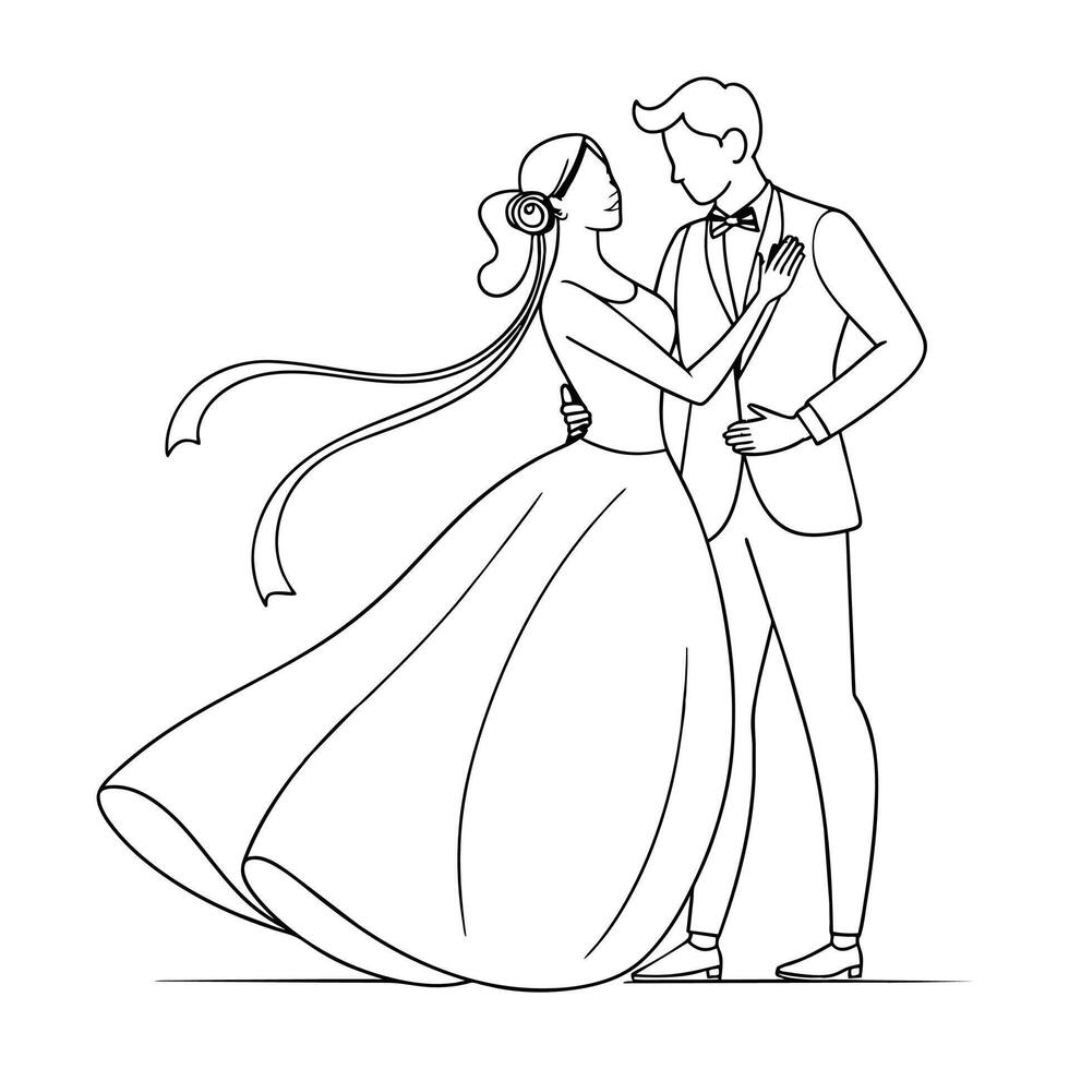 un Boda vector línea Arte dibujo ilustración.