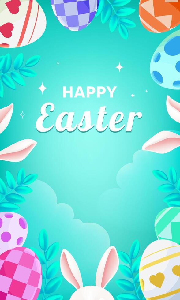 Vector hand painted Easter celebration vertical poster template