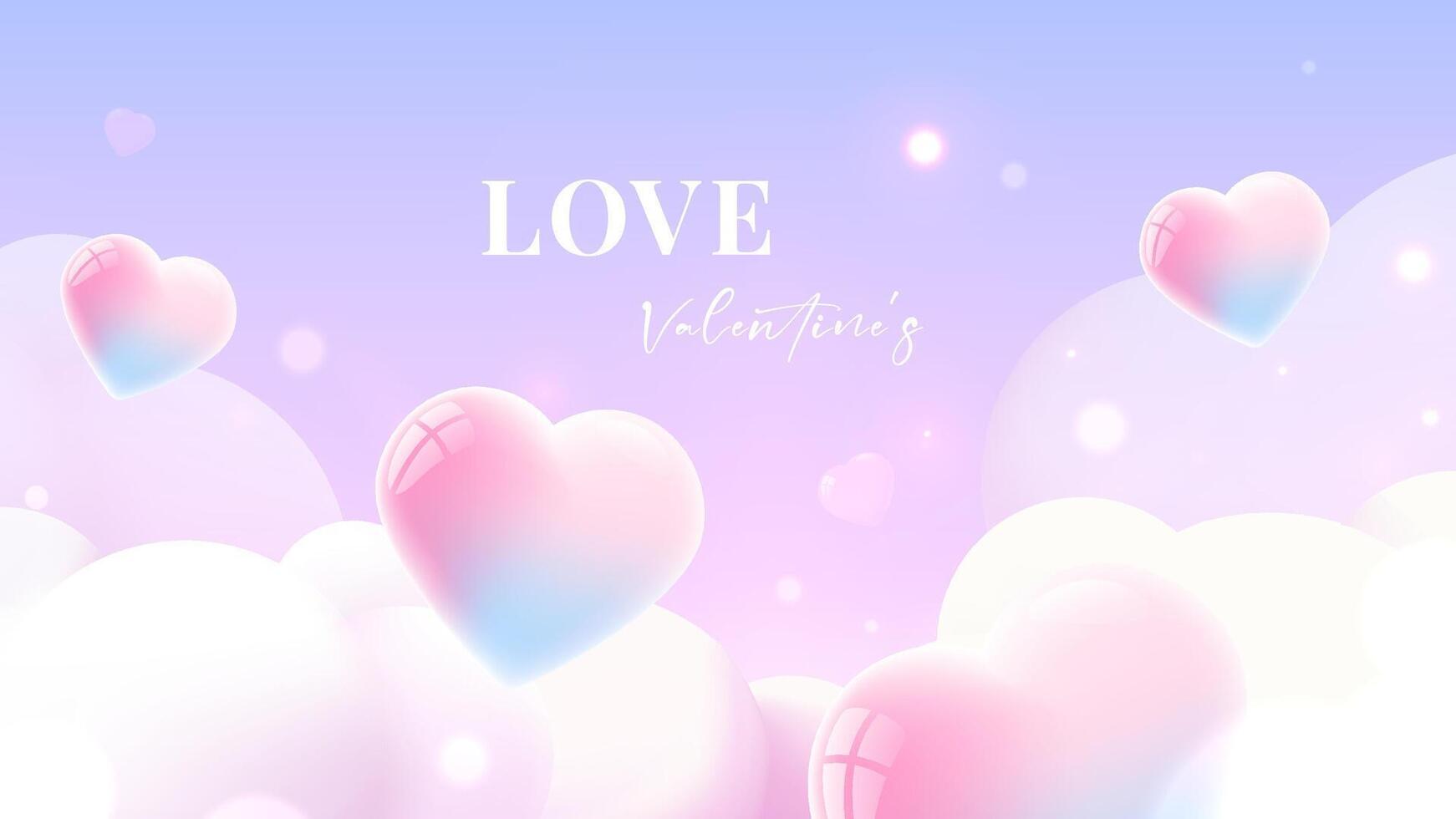 Valentine's Day vector illustration design floating colorful hearts