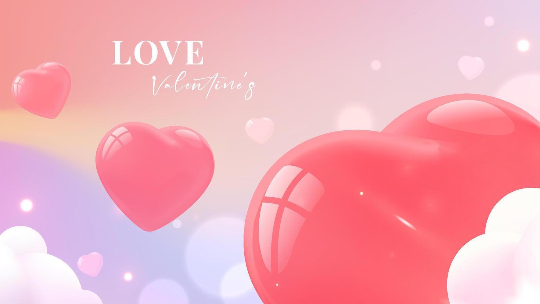Valentine's Day vector illustration designs red hearts from far to near