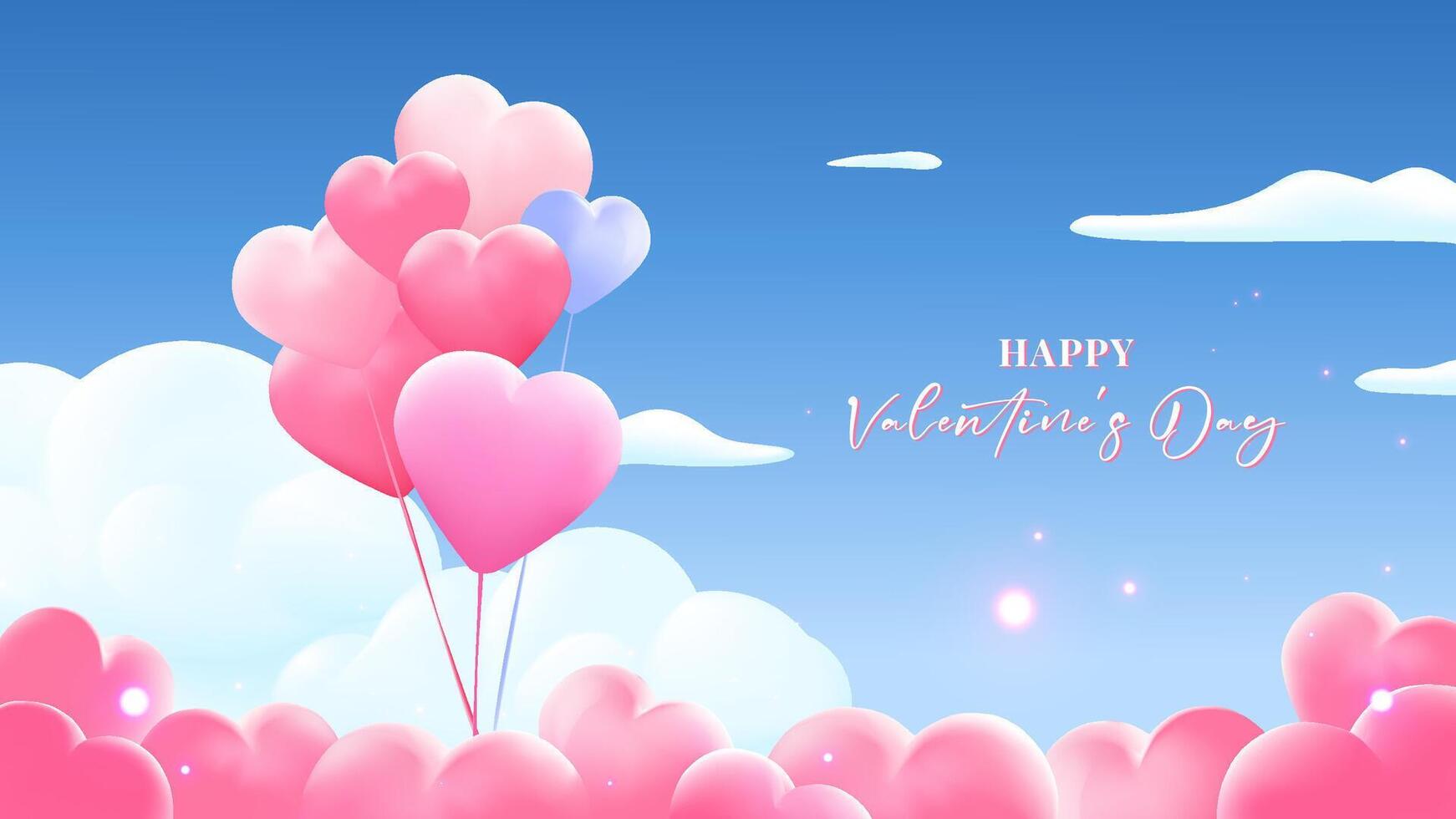Valentine's Day vector illustration design a love balloon in the blue sky