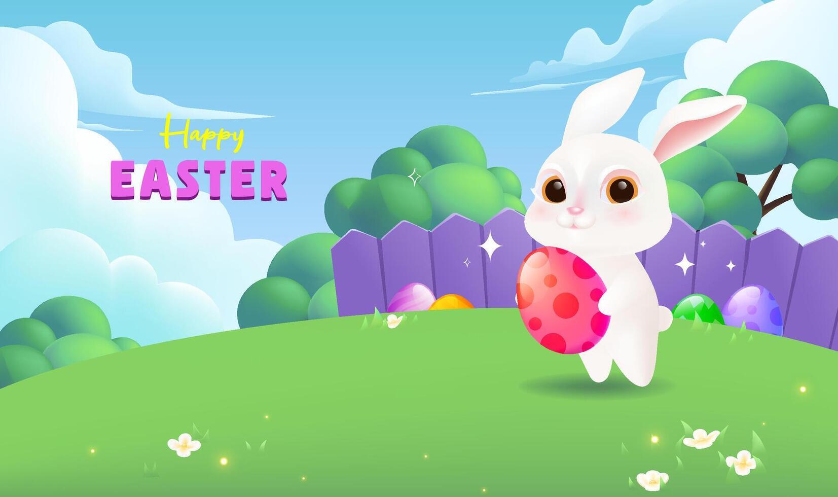 Vector hand painted Easter celebration banner horizontal template