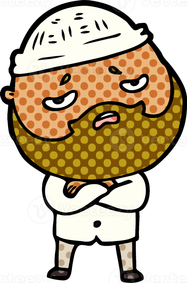 cartoon worried man with beard png
