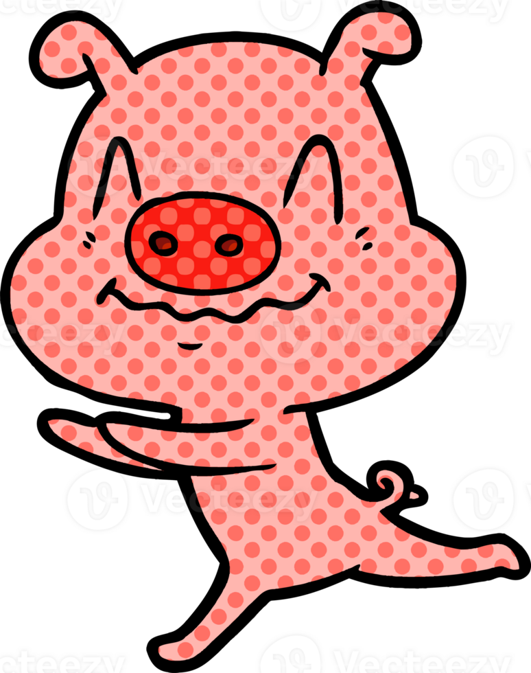 nervous cartoon pig running png
