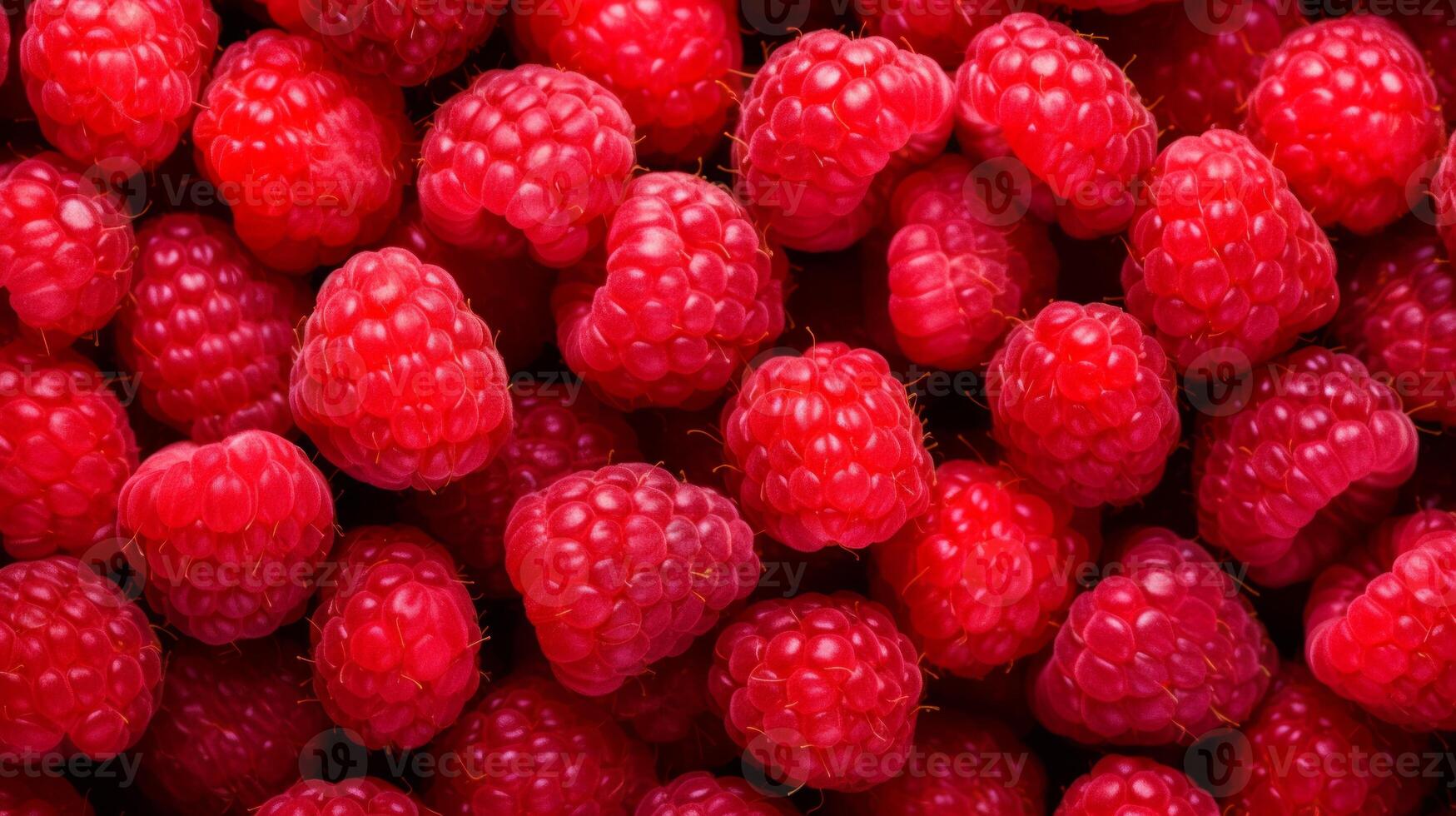 AI generated Lot ripe red raspberries as background. Neural network AI generated photo