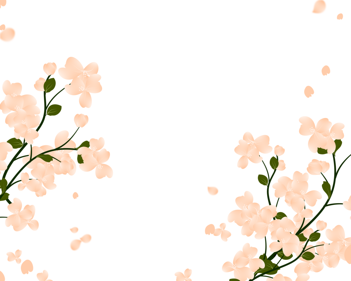 Spring flowers frame, Floral branch border. png