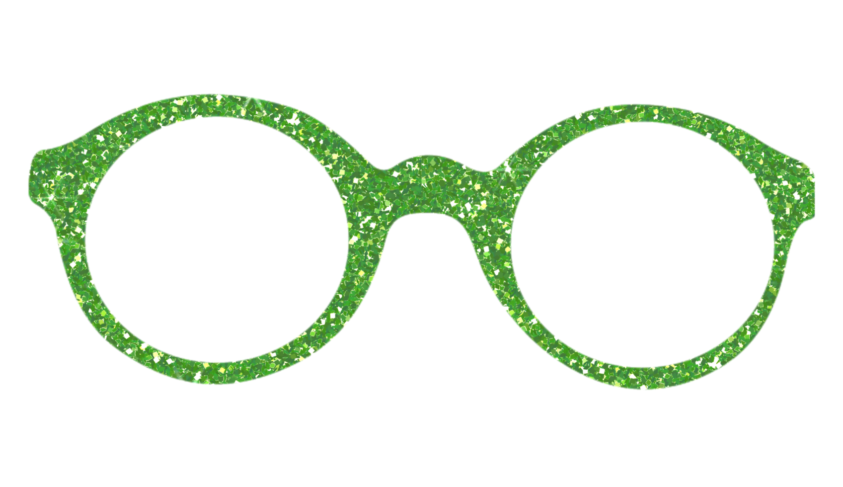 Green glitter glasses icon on transparent background. png