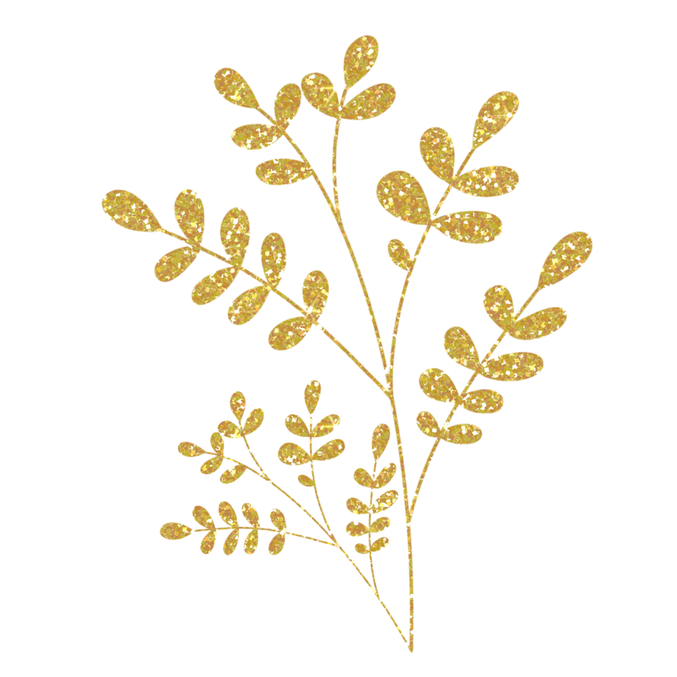 Golden Tree Branch glitter on transparent background. Twig with leaves icon.Design for decorating,background, wallpaper, illustration png