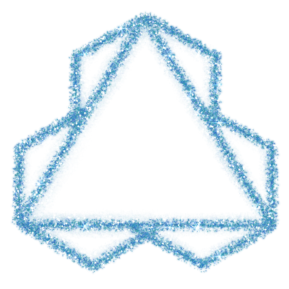 Blue glitter geometric frame. Blue sparkle.Square frame on transparent background. png