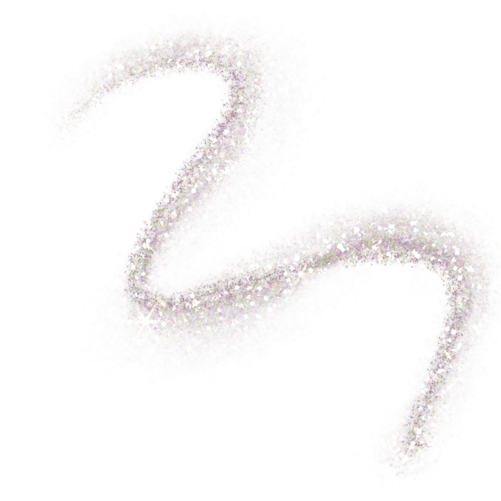 Silver Glitter shiny swirl on transparent background. Golden glittering dust. png