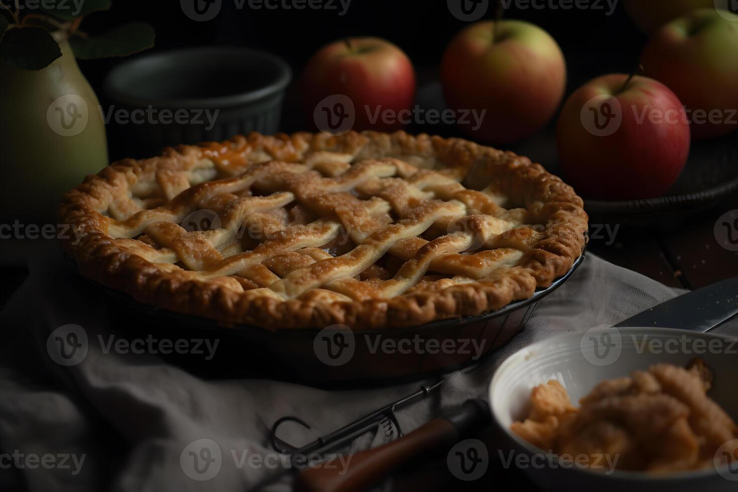 AI generated Homemade apple pie. Neural network AI generated photo