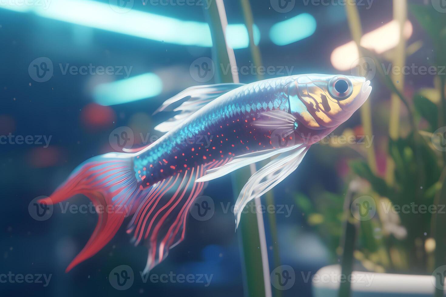 AI generated fish swim underwater. Neural network AI generated photo