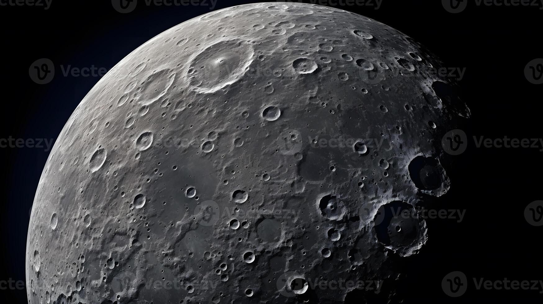 AI generated Full Moon in the space. Neural network AI generated photo