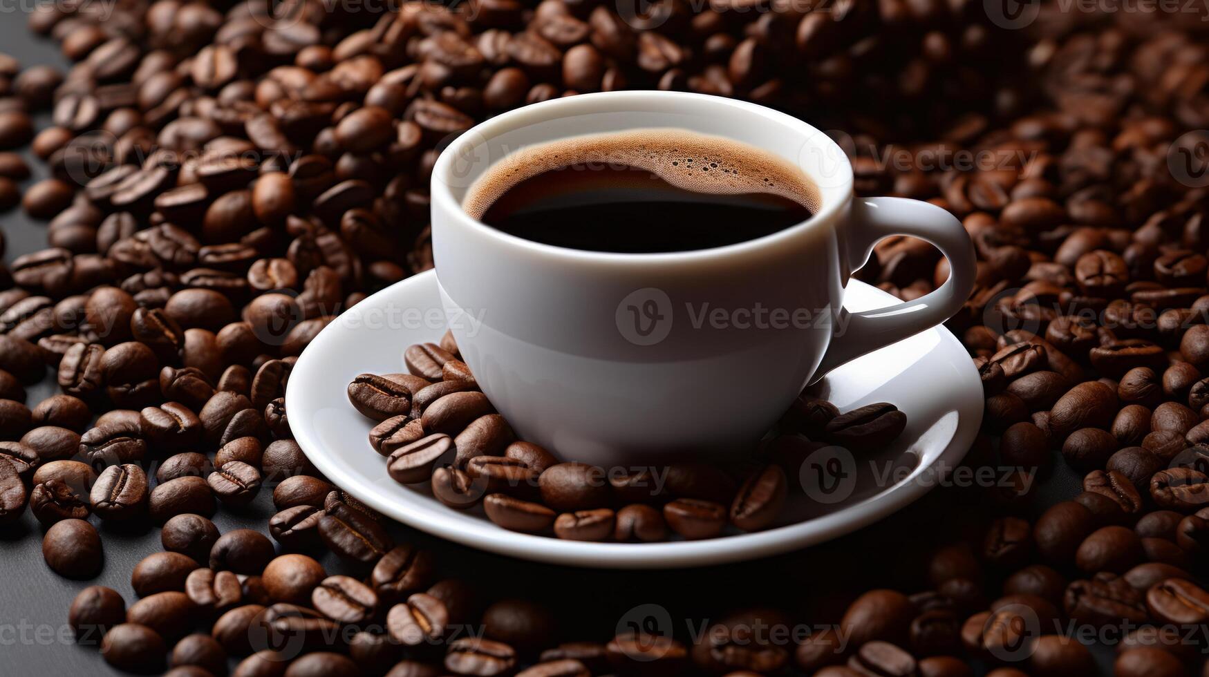 AI generated Coffee cup and coffee beans. Neural network AI generated photo