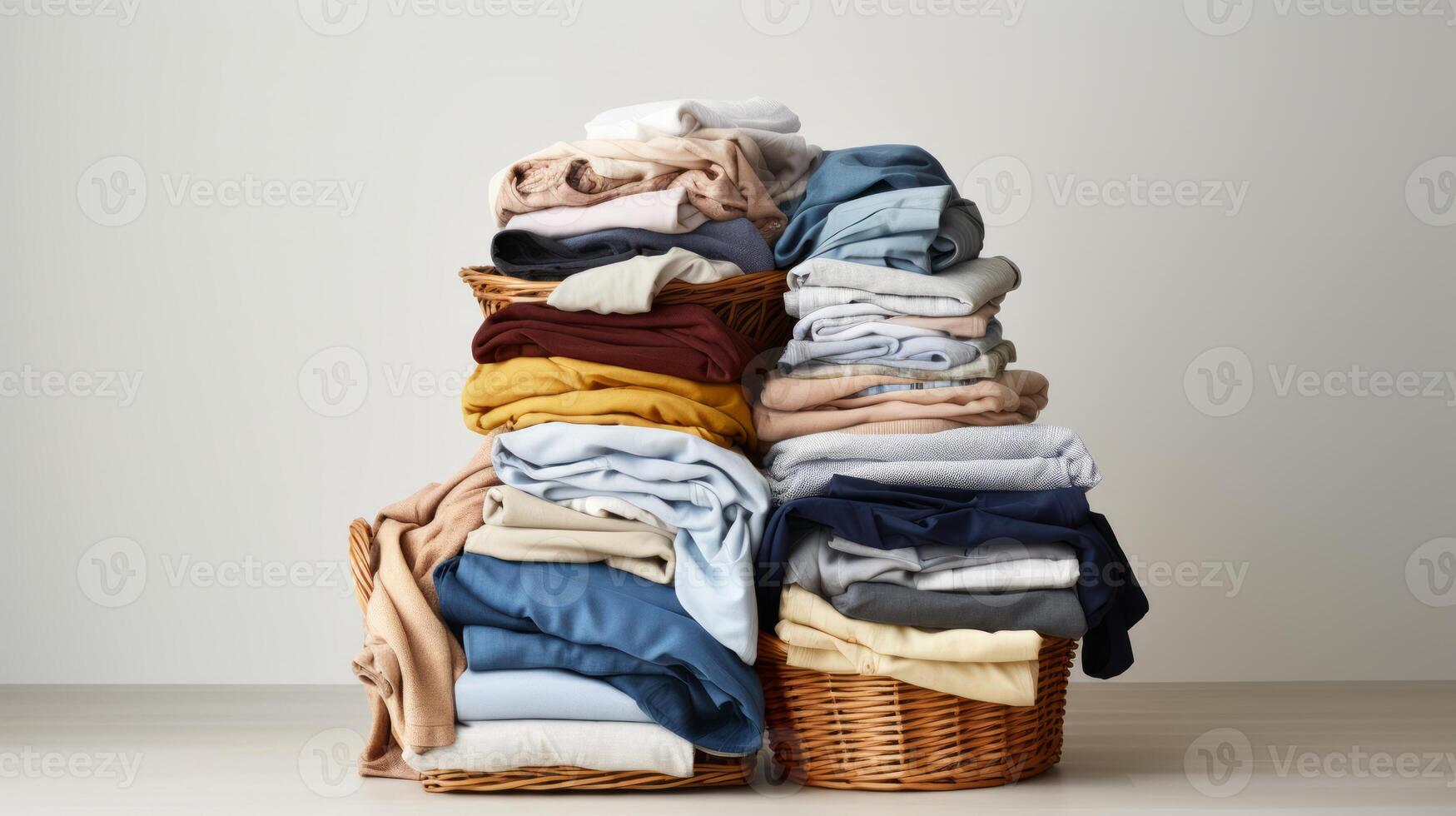 AI generated Colorful clothes in a laundry basket. Neural network AI generated photo