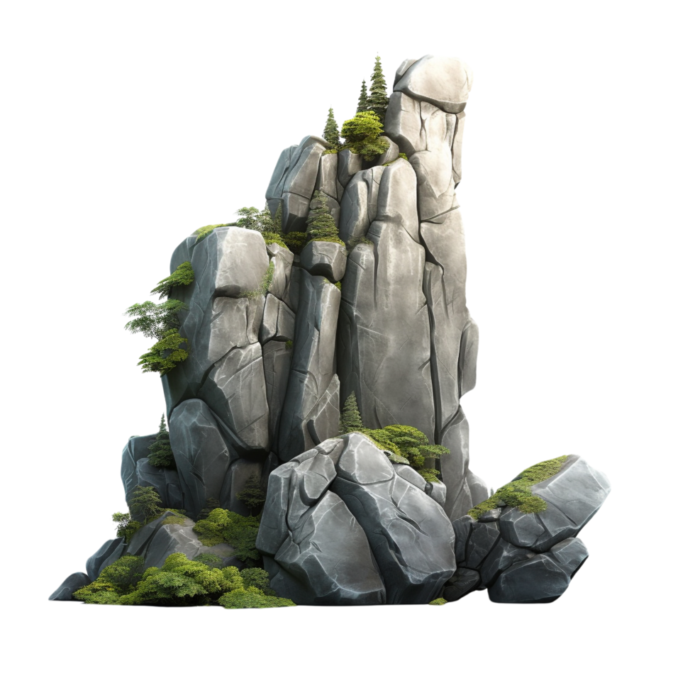 AI generated Grey rock cliff game asset stone clip art png