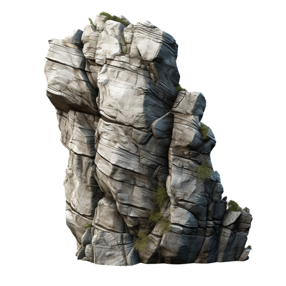 AI generated Grey rock cliff game asset stone clip art png