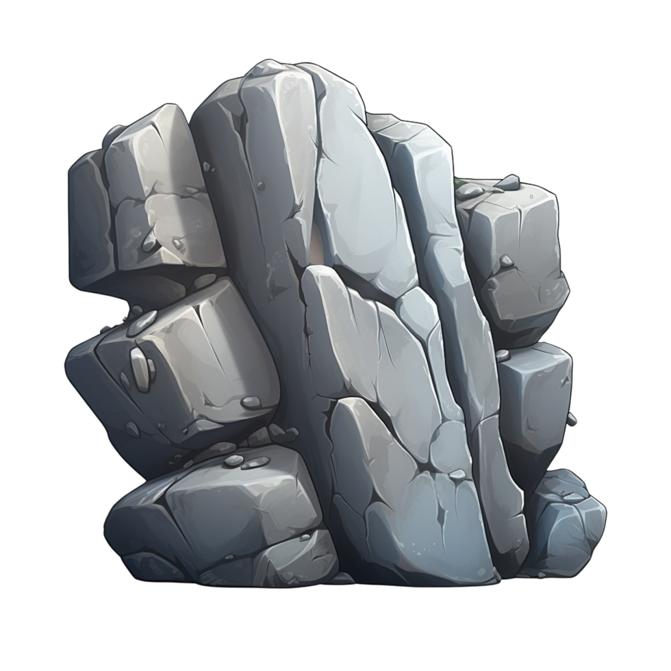 AI generated Grey rock cliff game asset stone clip art png