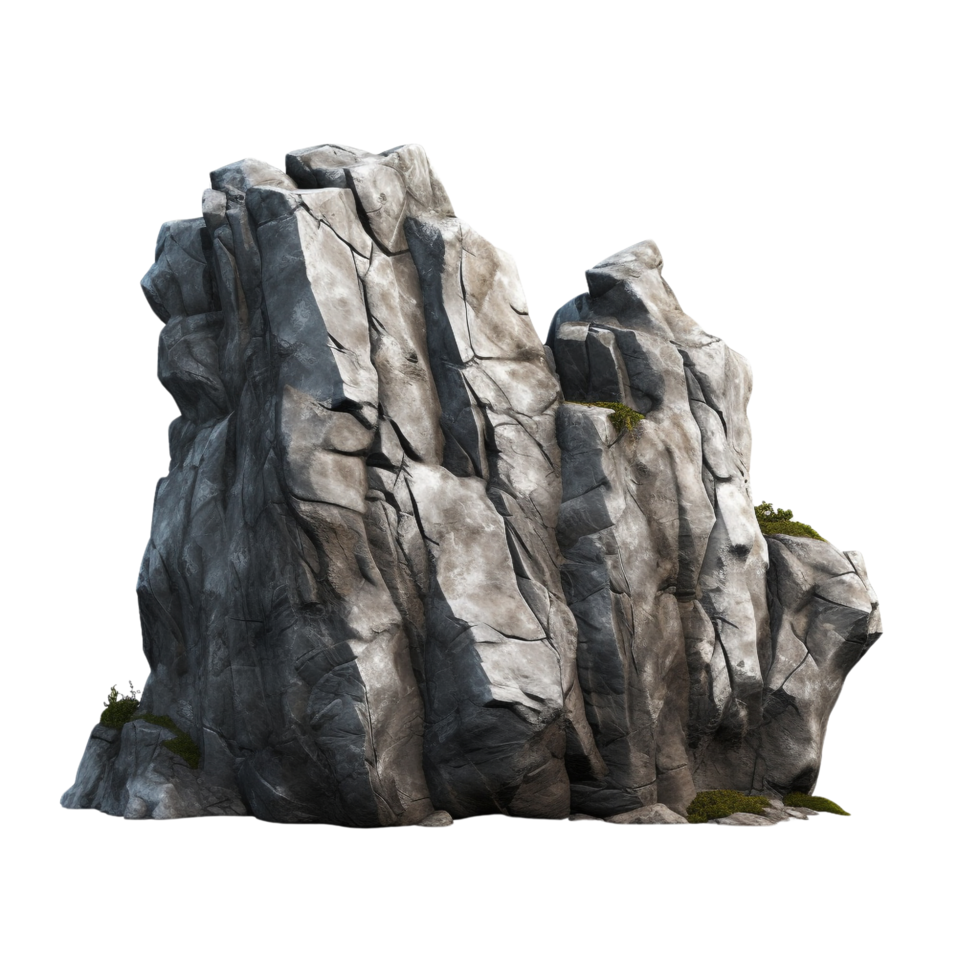 AI generated Grey rock cliff game asset stone clip art png