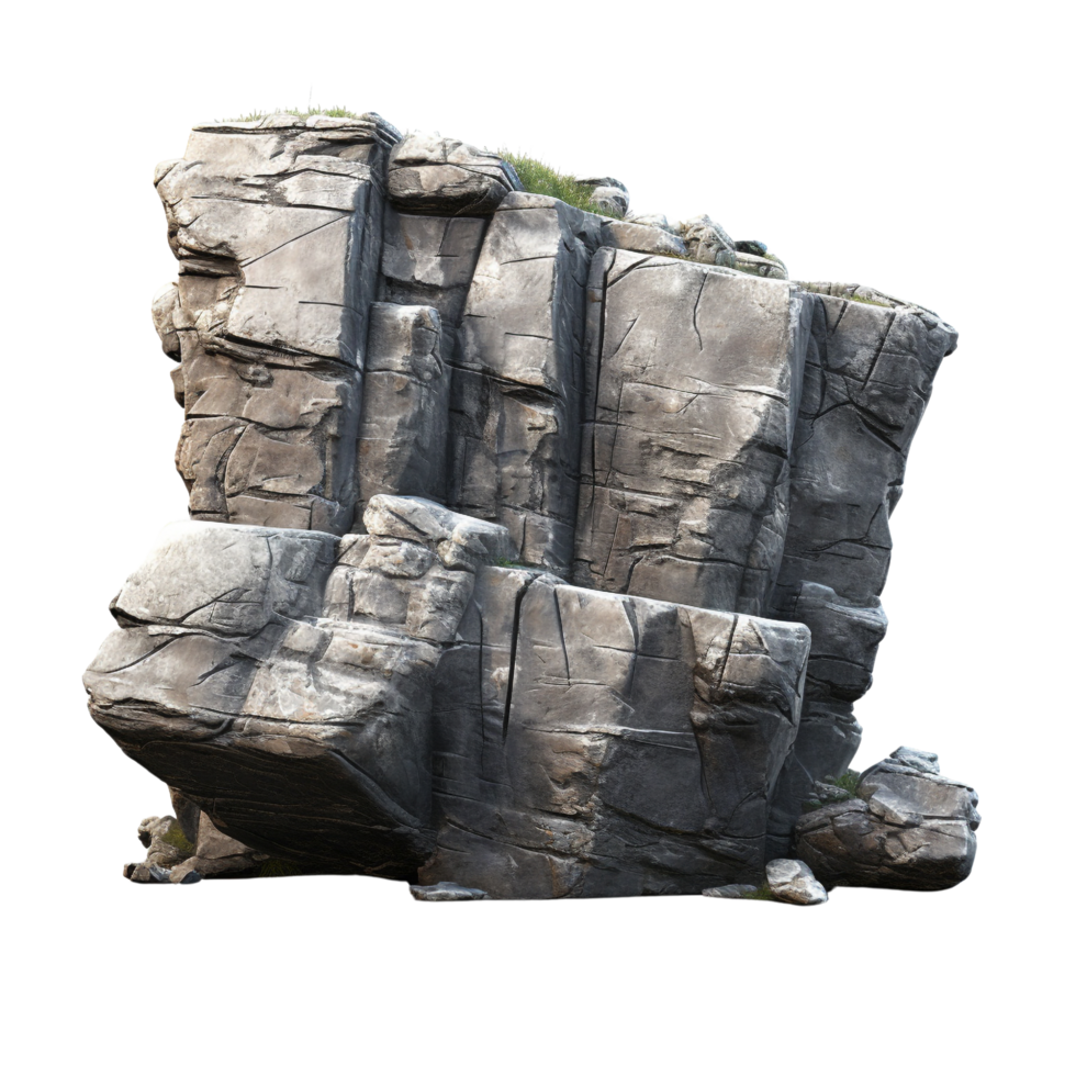 AI generated Grey rock cliff game asset stone clip art png