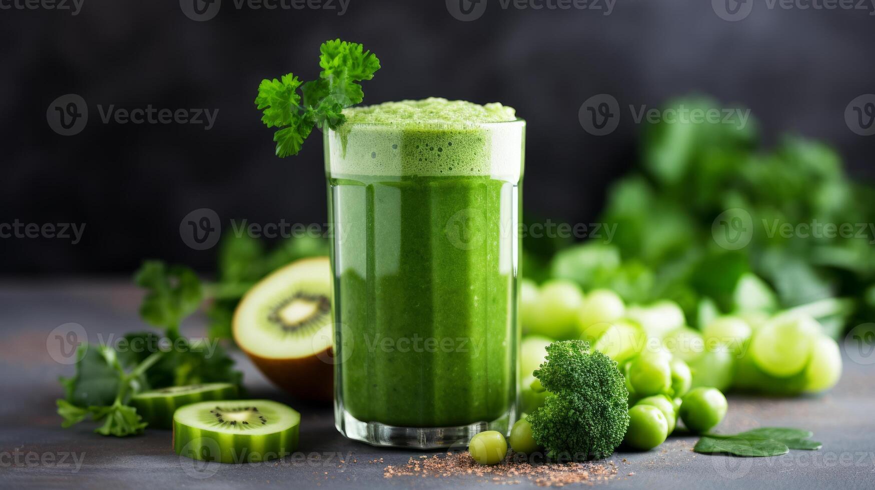 AI generated Green smoothie with organic ingredients, vegetables. Neural network AI generated photo