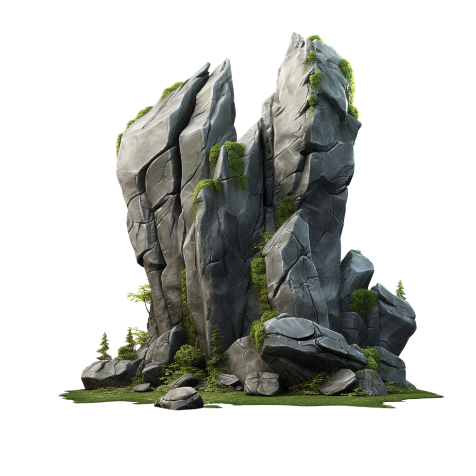AI generated Grey rock cliff game asset stone clip art png