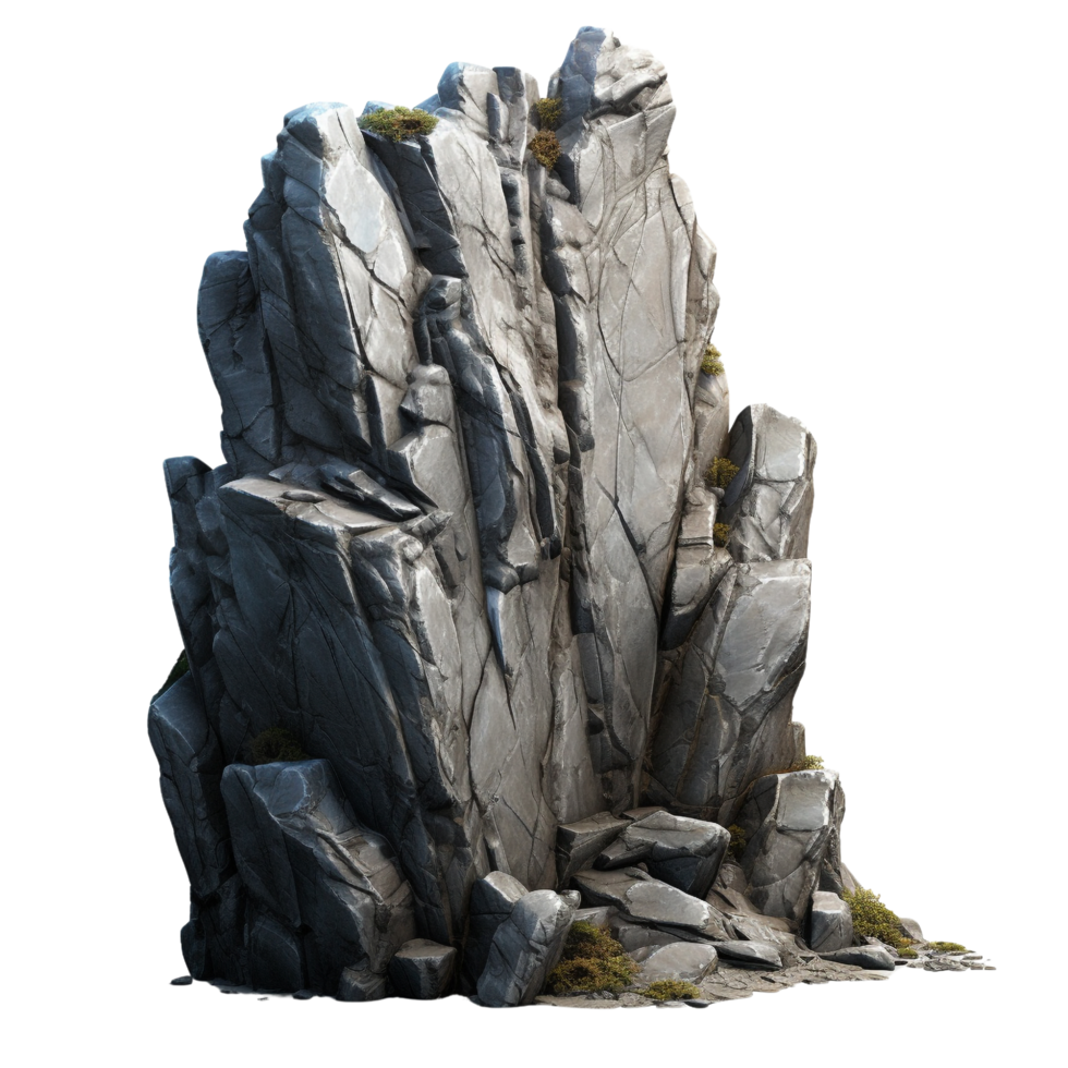 AI generated Grey rock cliff game asset stone clip art png