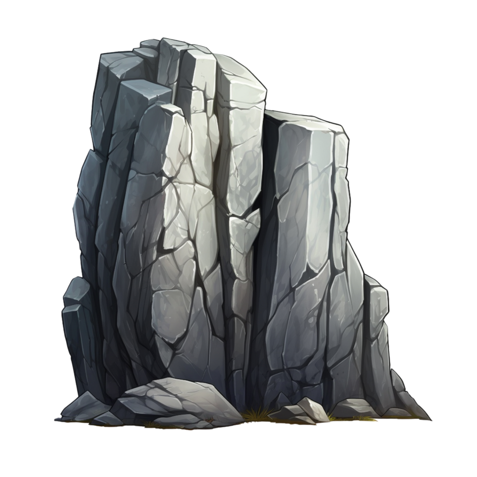 AI generated Grey rock cliff game asset stone clip art png