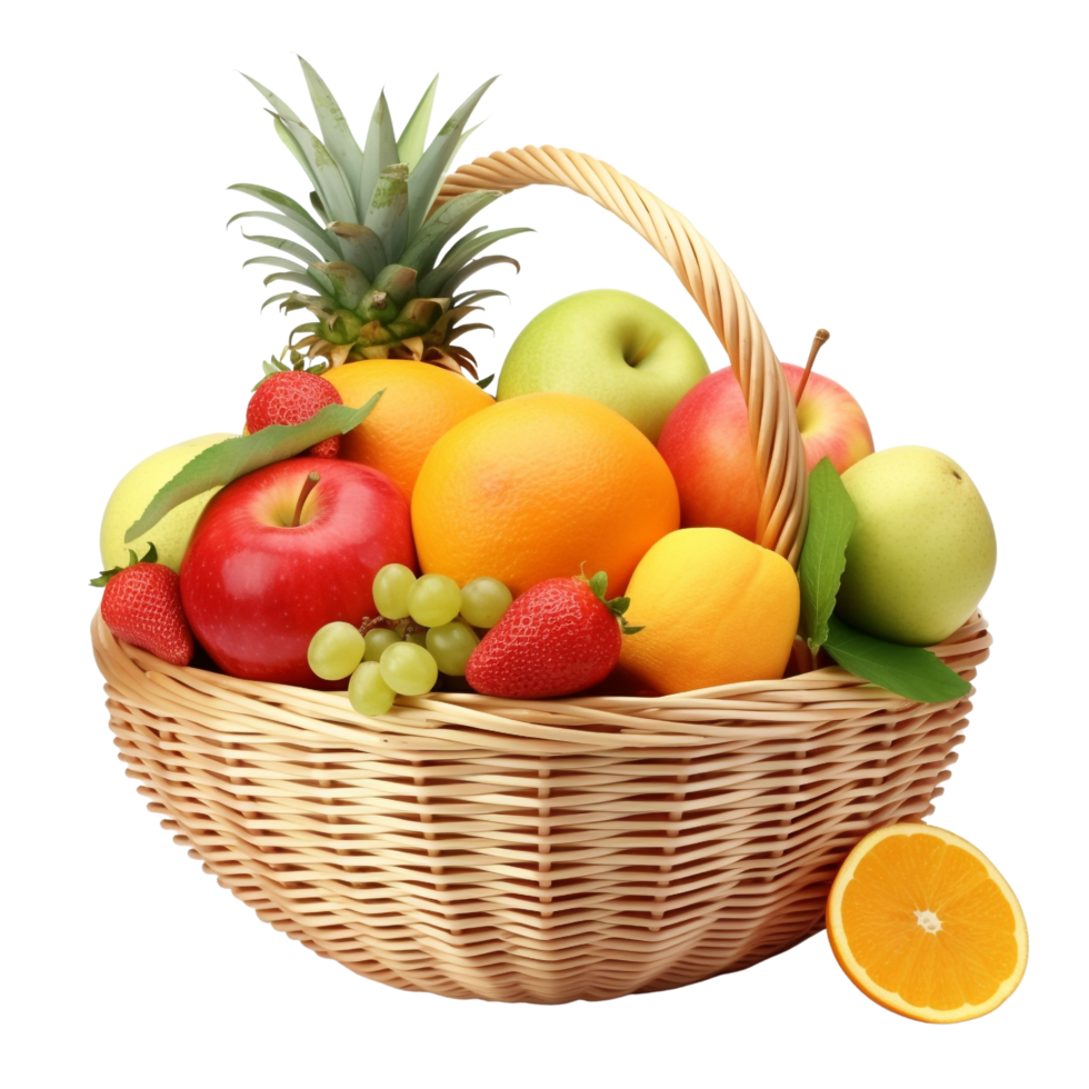 AI generated Fruit basket clip art png