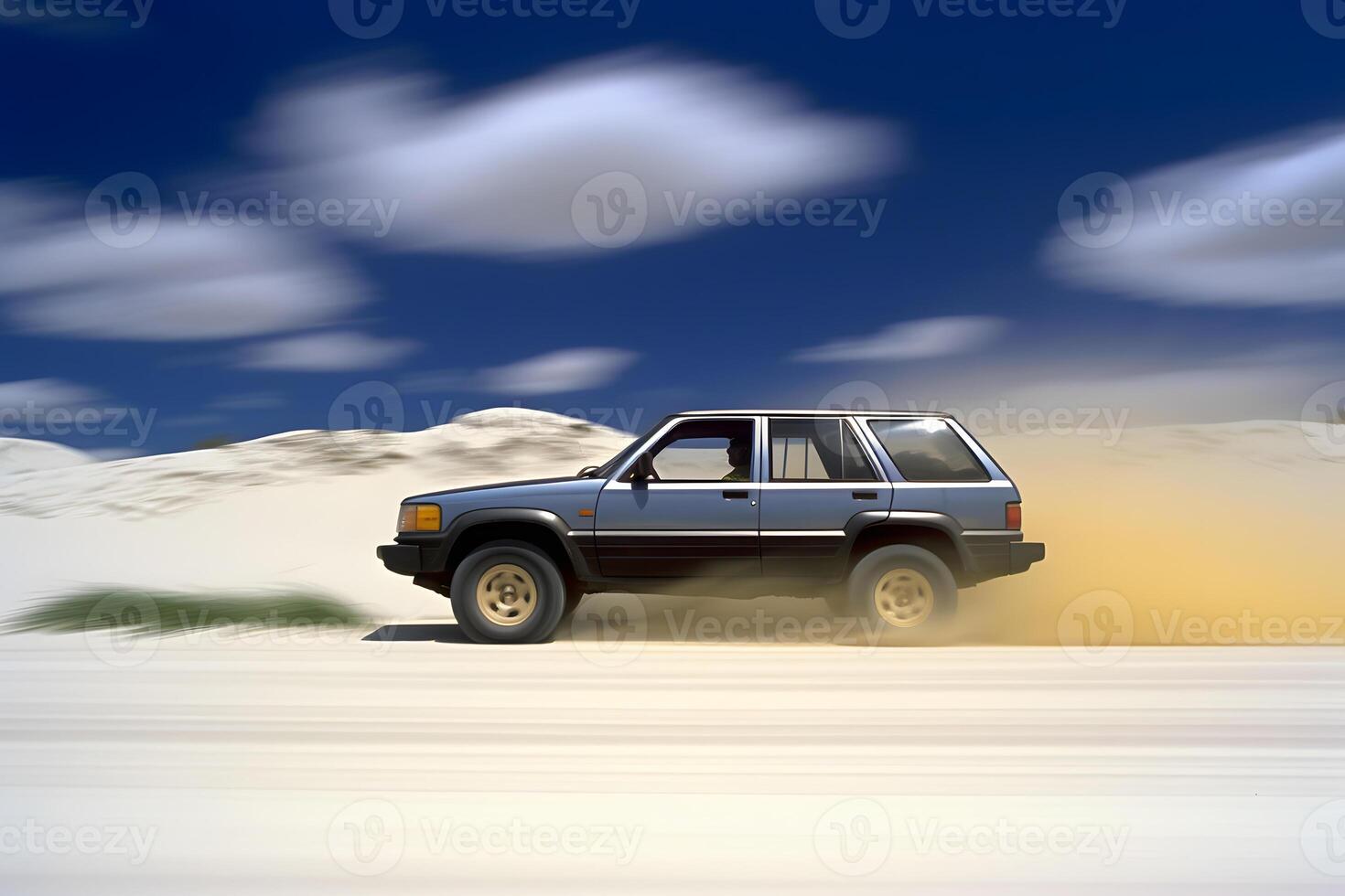 AI generated Suv car in dessert. Neural network AI generated photo