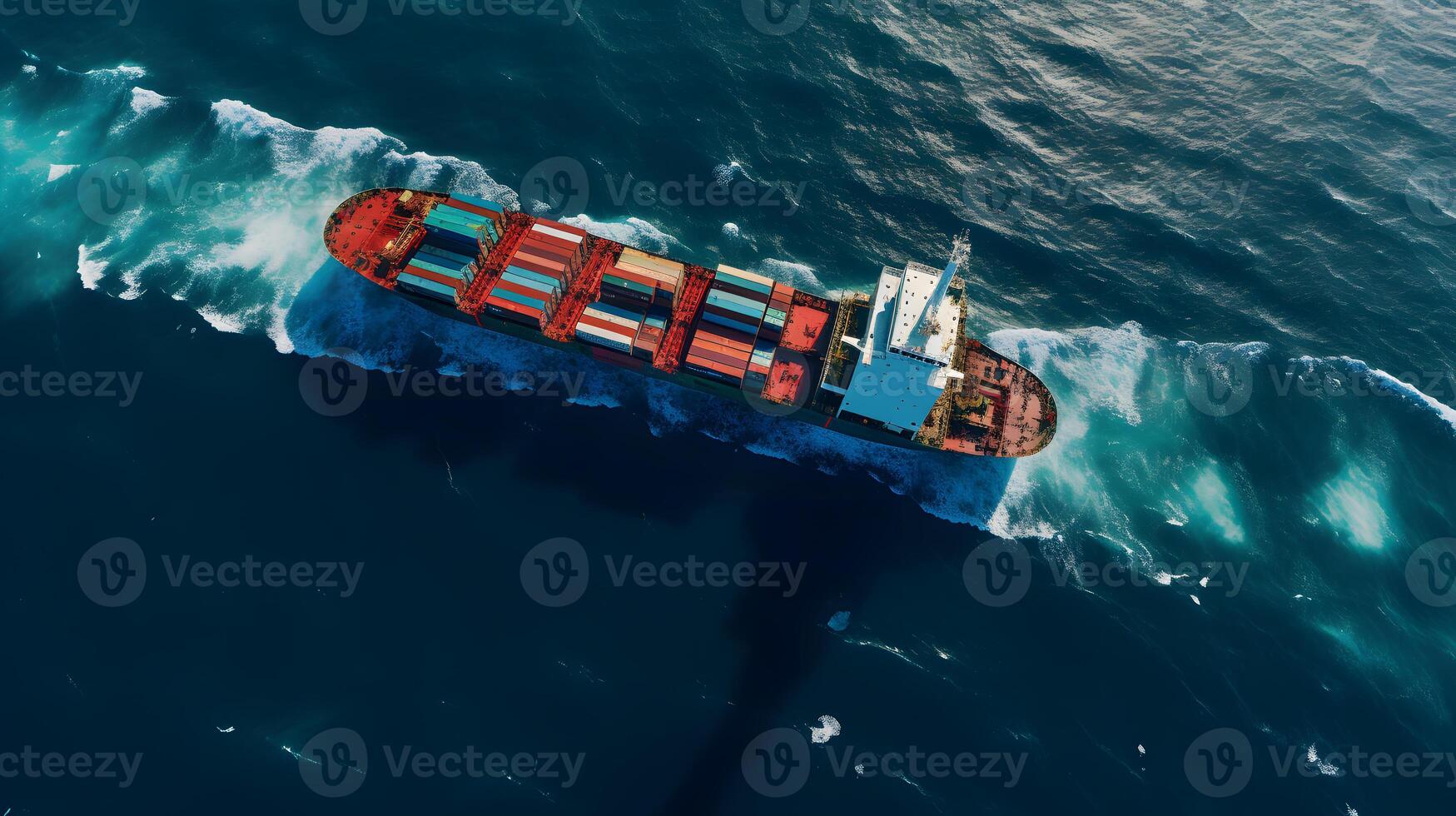 AI generated Cargo ship in the ocean. Neural network AI generated photo