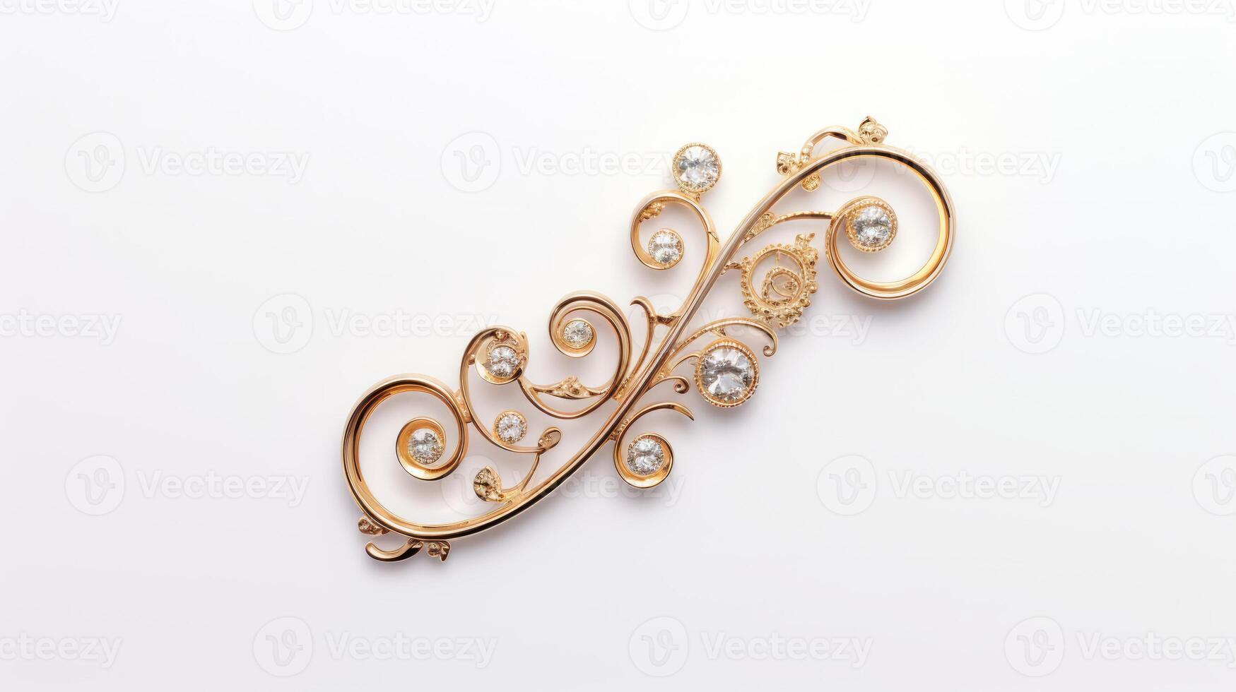 AI generated gold brooch on a white background. Neural network AI generated photo