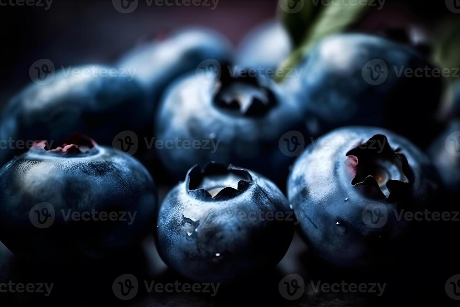 AI generated Fresh blueberry with drops of water. Top view. Concept of healthy and dieting eating. Neural network AI generated photo