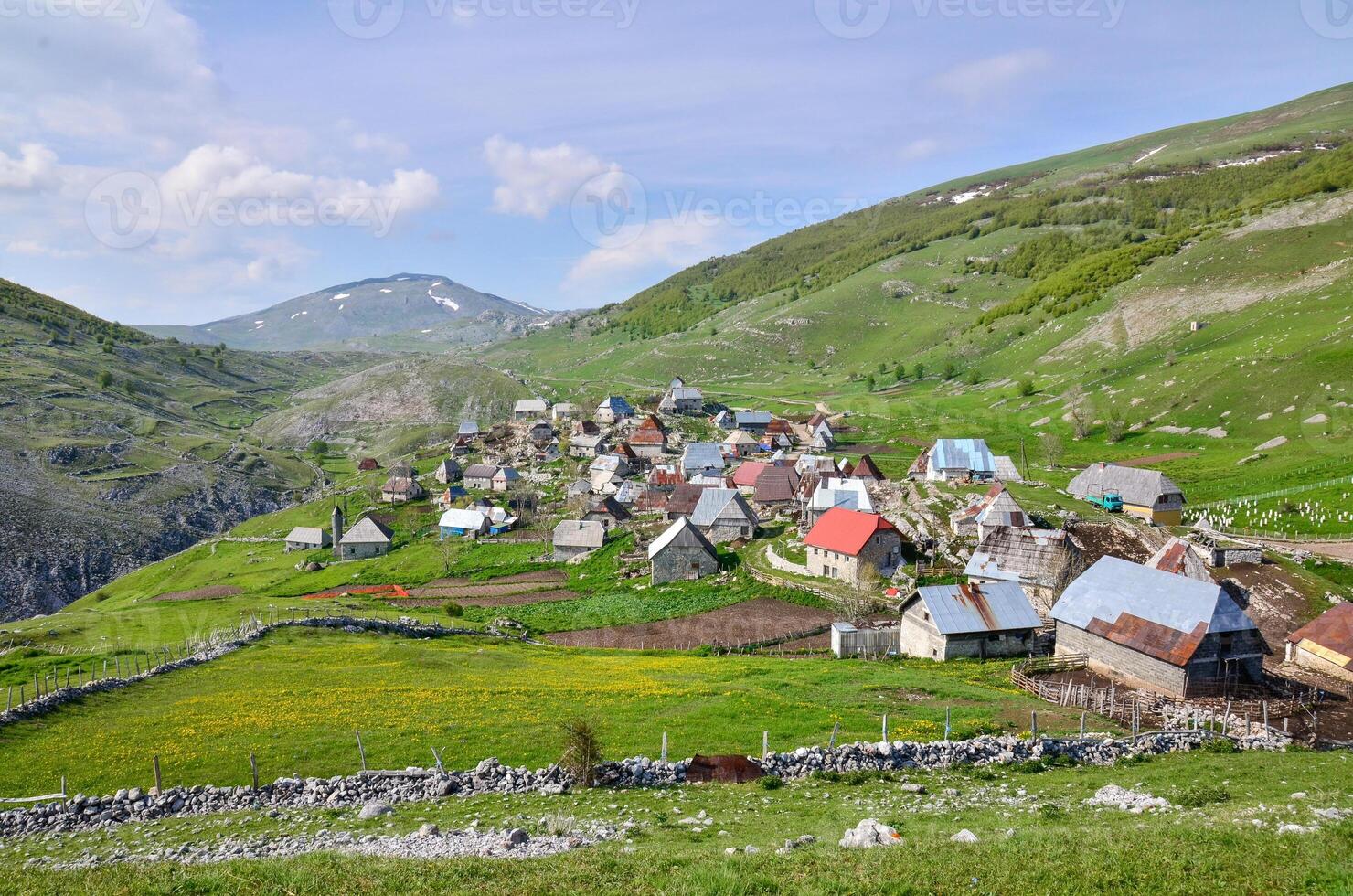 Mountain village Lukomir in Bosnia and Herzegovina. Unique and traditional village. Unique village in Europe. Medieval traditional way of living. Rural tourism and holidays. photo