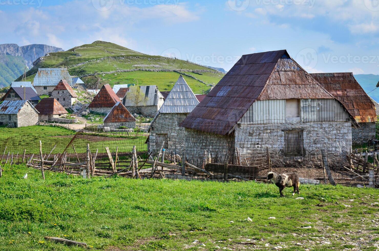 Mountain village Lukomir in Bosnia and Herzegovina. Unique and traditional village. Unique village in Europe. Medieval traditional way of living. Rural tourism and holidays. photo