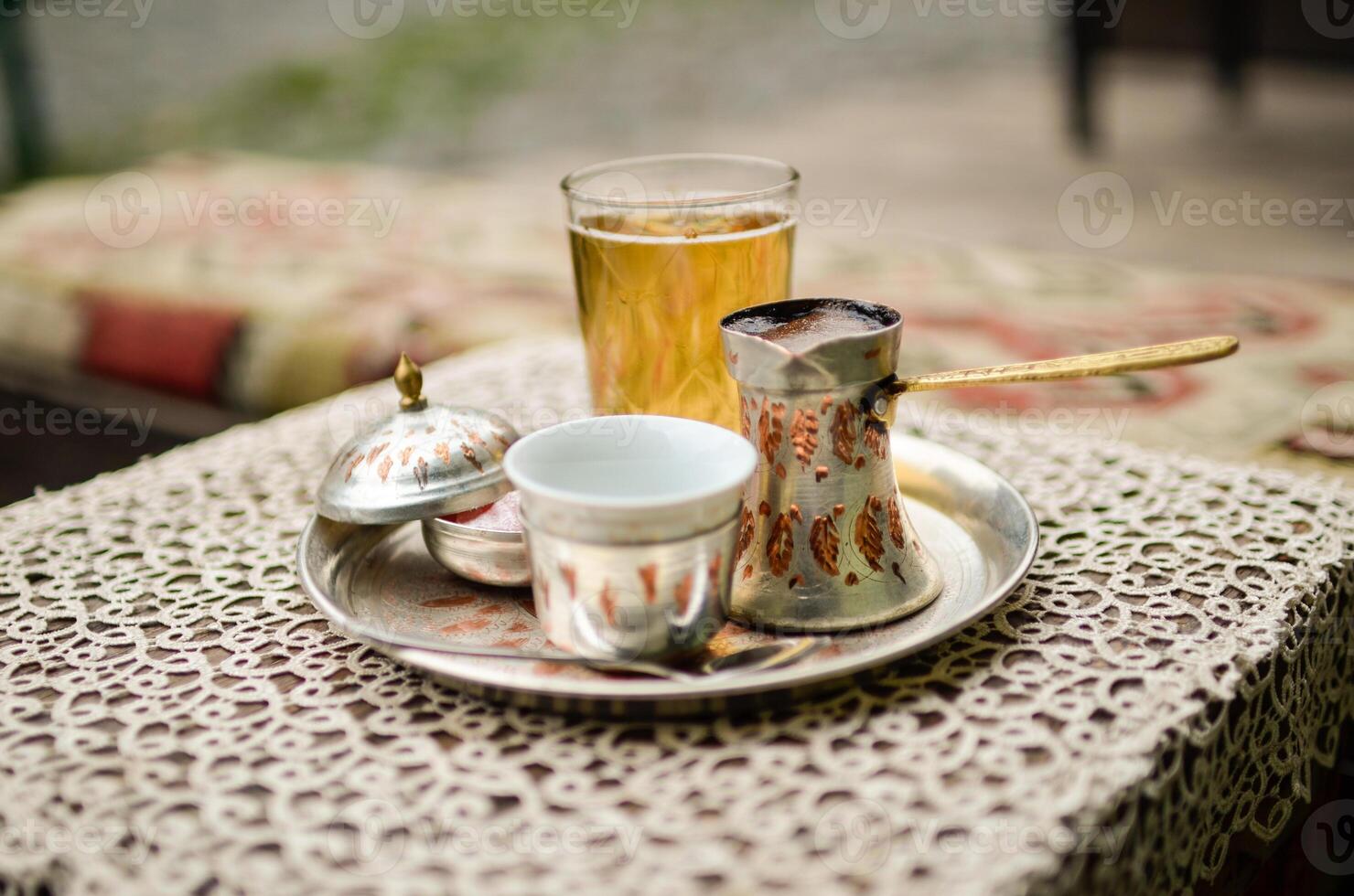 Traditional Turkish coffee. Coffee is a symbol of culture. photo